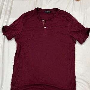 Maroon Short-Sleeve Henley Shirt
